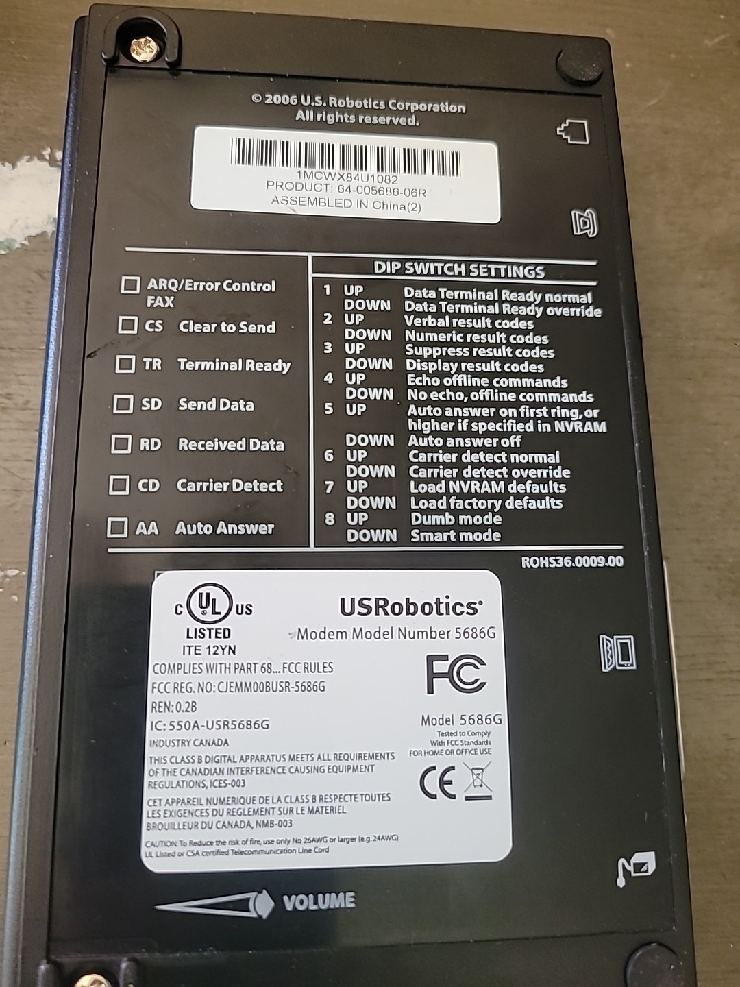 Us Robotics V.92 Unit Only. No Ac Adapter