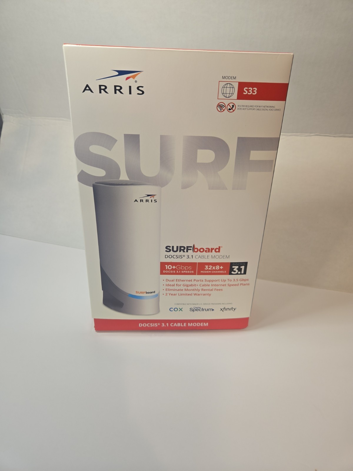 ARRIS SURFboard S33 DOCSIS 3.1 Cable Modem 10 Gbps Multi-Gigabit