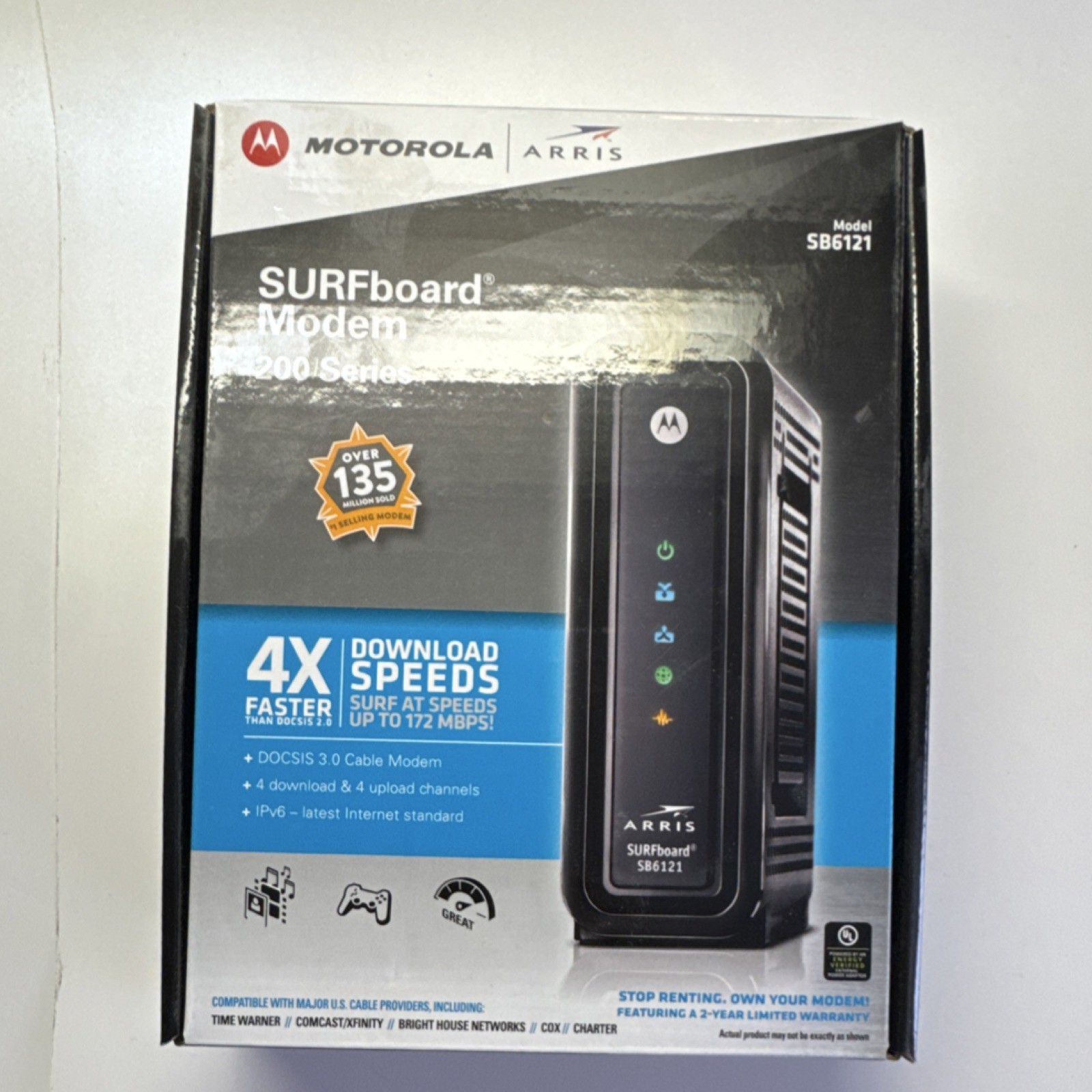 Cable Modem – Motorola ARRIS SURFboard SB6121 DOCSIS 3.0 172Mbps IPv6 Black