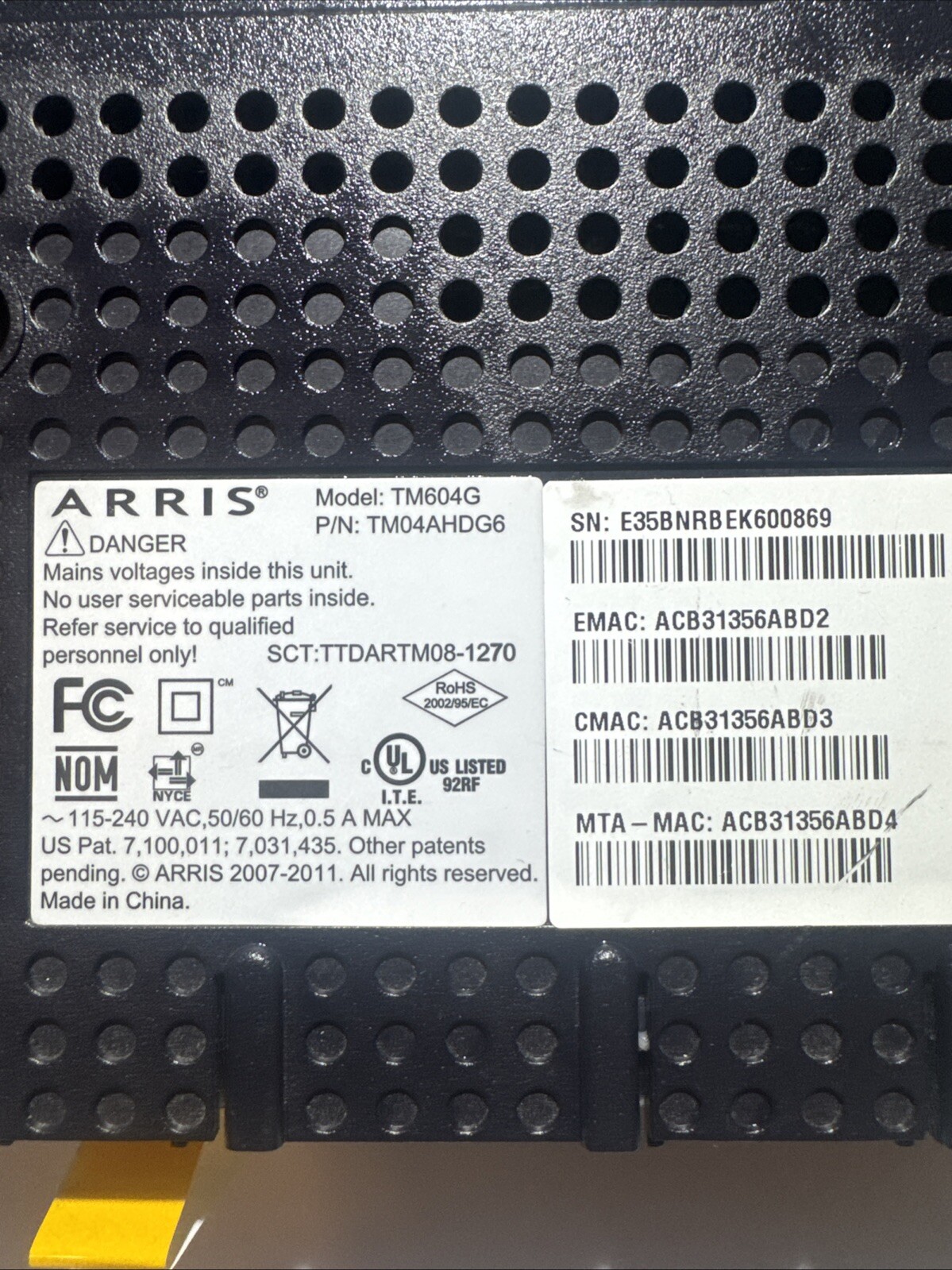 ARRIS TM604G Cable Touchstone Telephony Modem – Model TM604G/CT