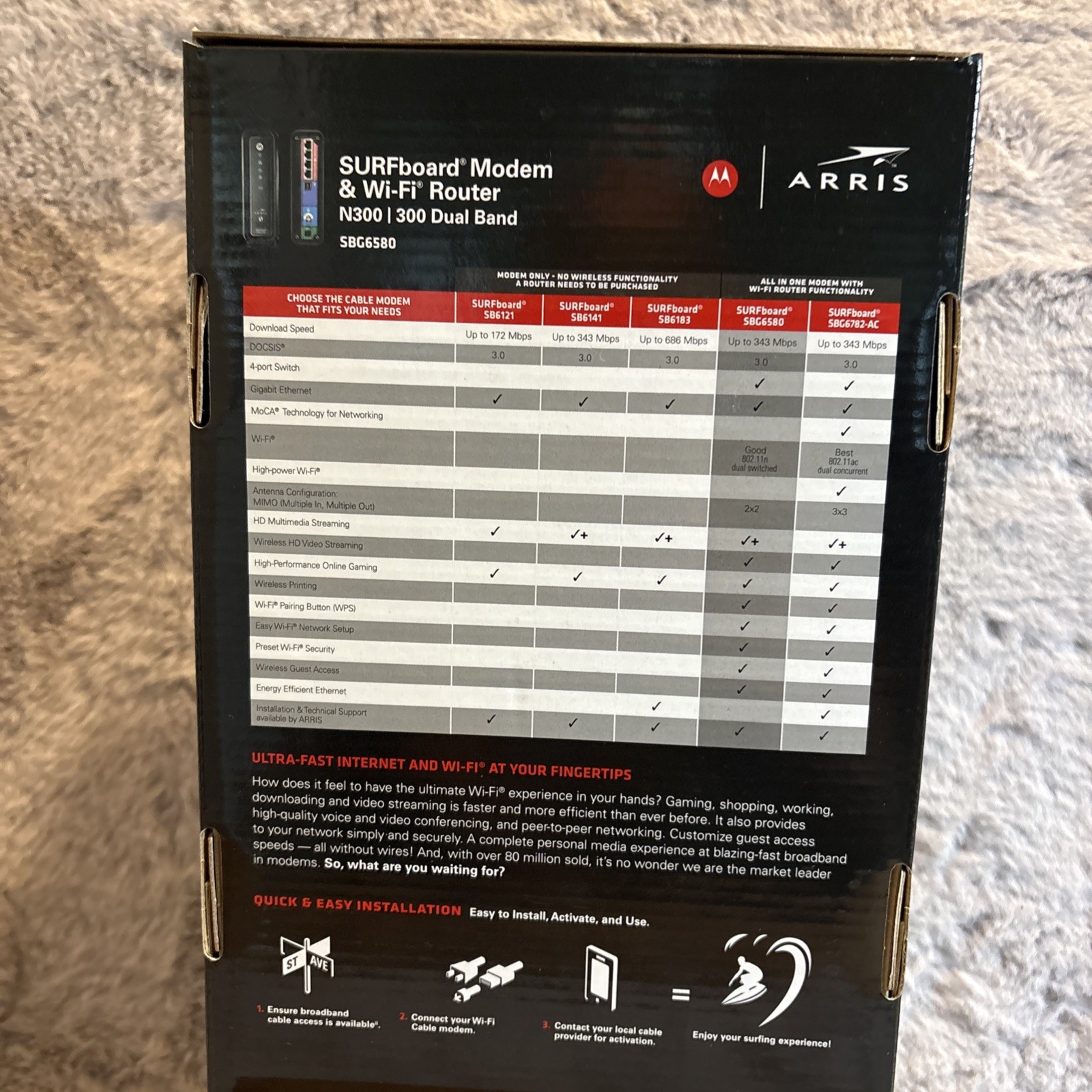 Motorola ARRIS SURFboard SBG6580 DOCSIS 3.0 Cable Modem Wi-Fi Router N300