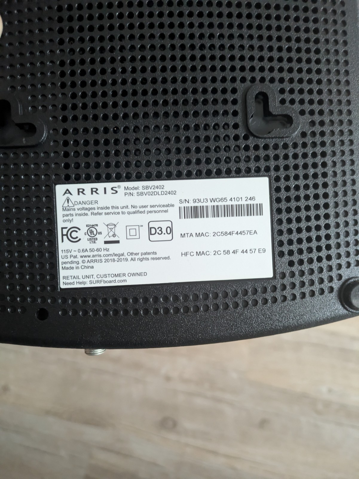 ARRIS SURFboard DOCSIS 3.0 Cable Modem for XFINITY Comcast (SBV2402)