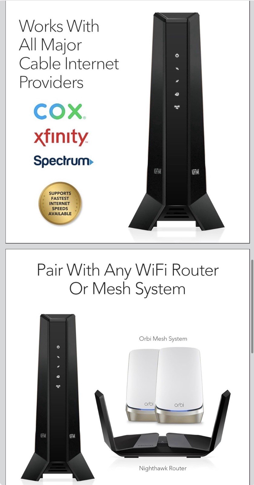 Netgear Nighthawk CM2000 2.5Gbps Multi Gig Internet Speed Cable Modem DOCSIS 3.1