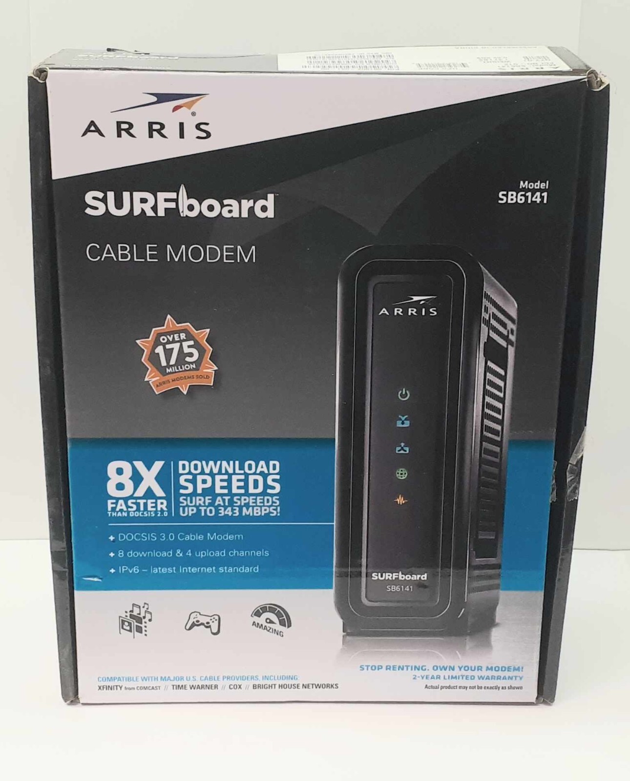 Motorola ARRIS SURFboard SB6141 DOCSIS 3.0 Cable Modem w/ AC Adapter + LAN Cable