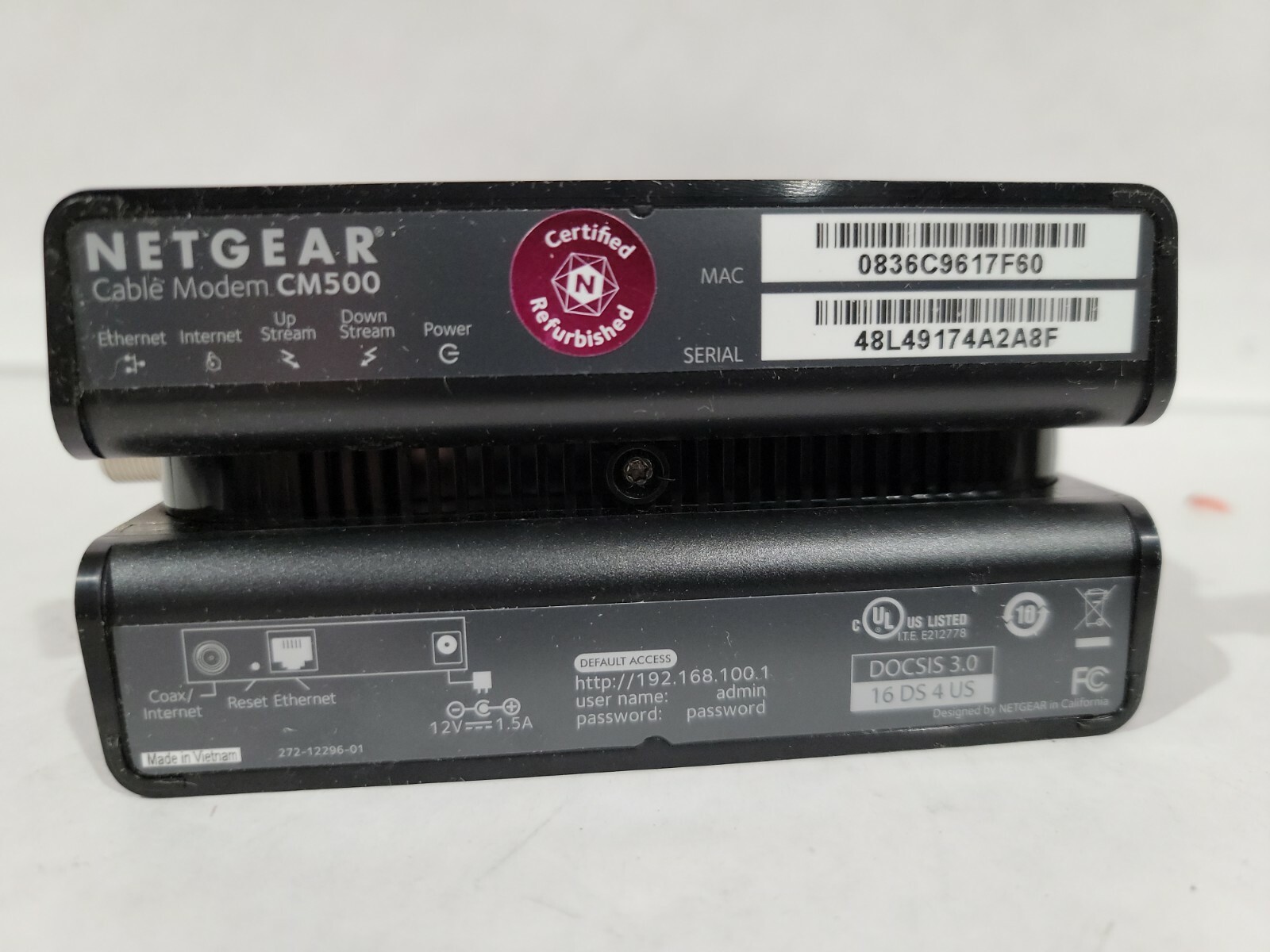 NETGEAR CM500-100NAR DOCSIS 3.0 Cable Modem