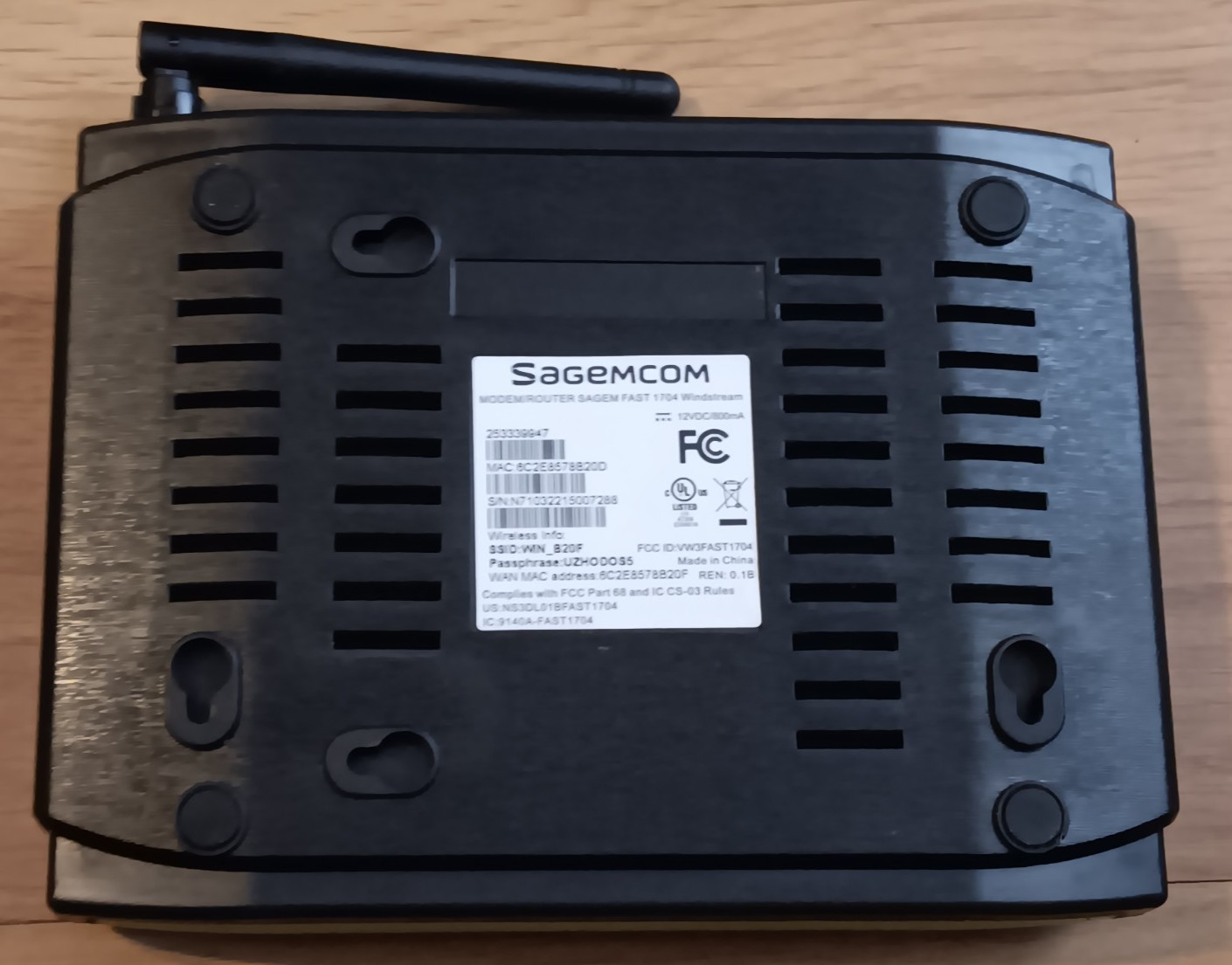 Windstream Sagemcom Modem w/ Power Cord Lot 12 VDC 800mA 253339947 1704 Sagem