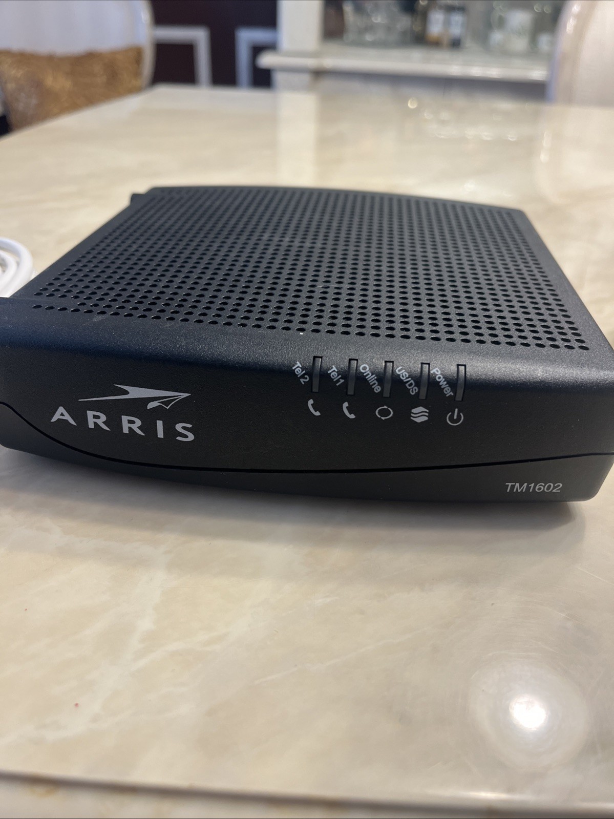 Arris TM1602 Cable Modem DOCSIS Optimum With Power Cord and Ethernet Cable
