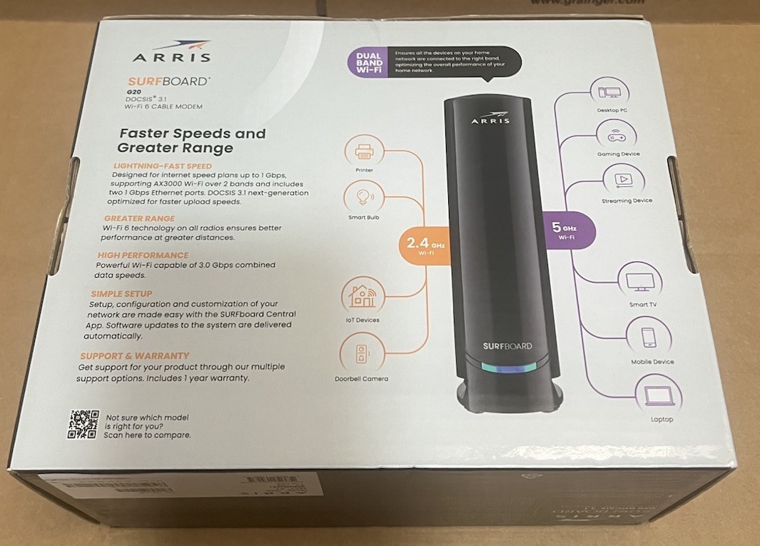NEW SEALED ARRIS G20 DOCSIS 3.1 Cable Modem & AX3000 WiFi 6 Router FAST SHIPPING