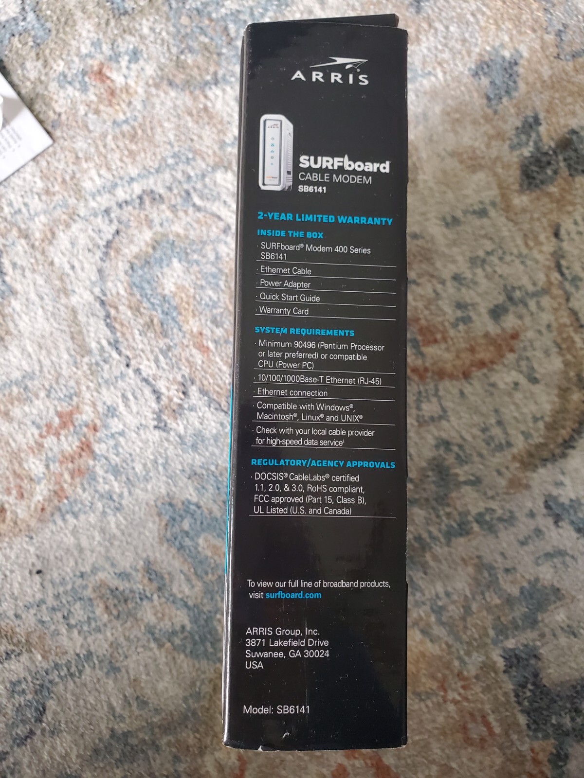 ARRIS SURFboard SB6141 Modem 400 Series 8×4 DOCSIS 3.0 343 Mbps Open Box Works