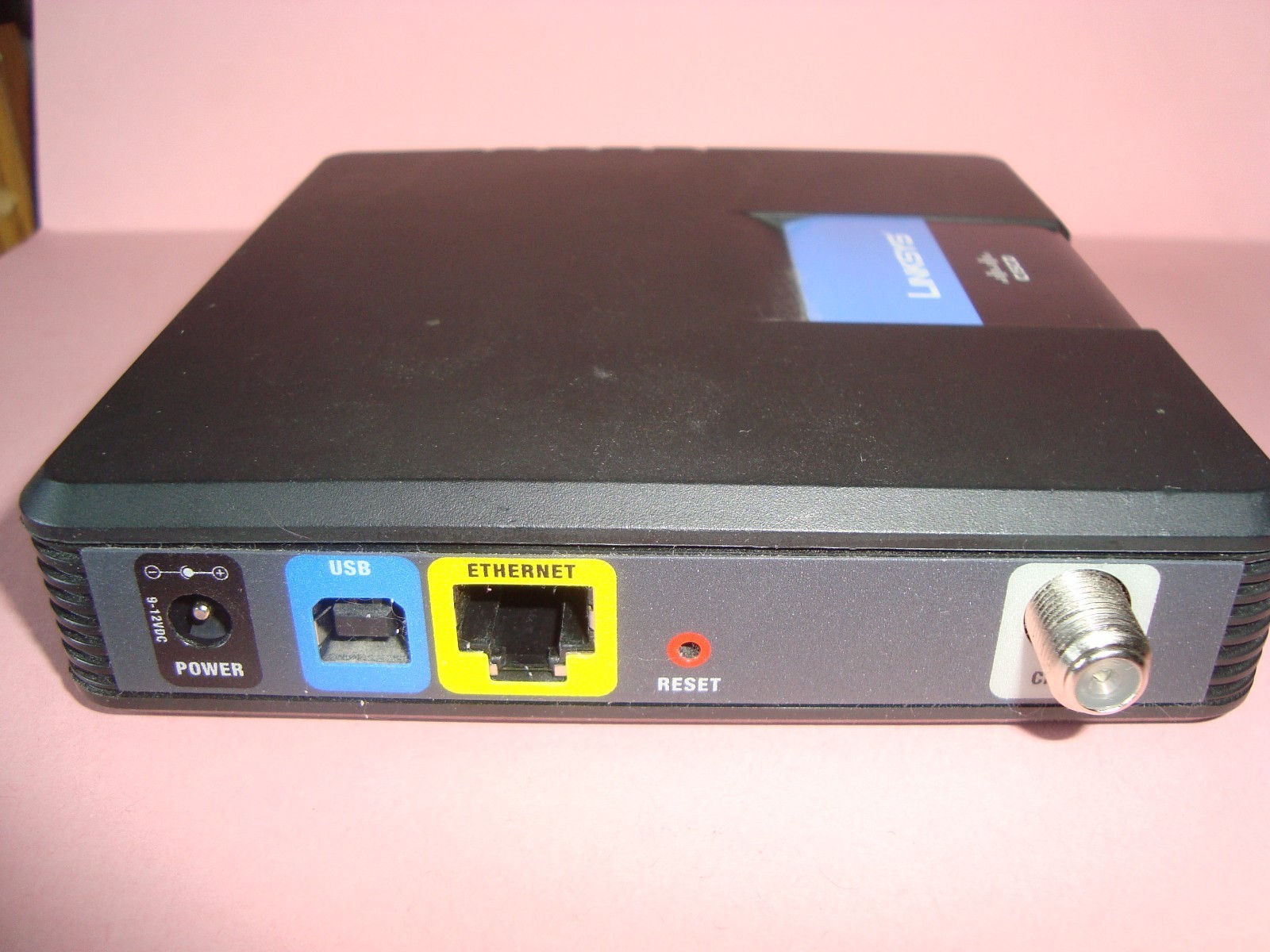 Cisco Linksys Model# CM100 Cable Modem Power Adapter Ethernet Cable CD