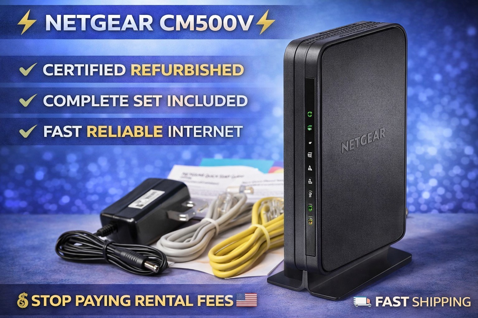 NETGEAR CM500-100NAR High Speed DOCSIS 3.0 Cable Modem NEW! READ!