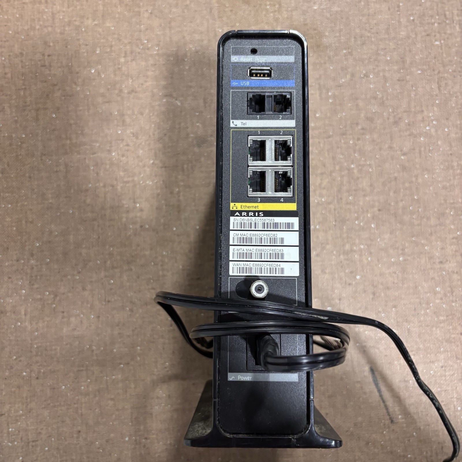 Arris Xfinity TG862G/CT Residential Router Wireless Modem Black + Cord
