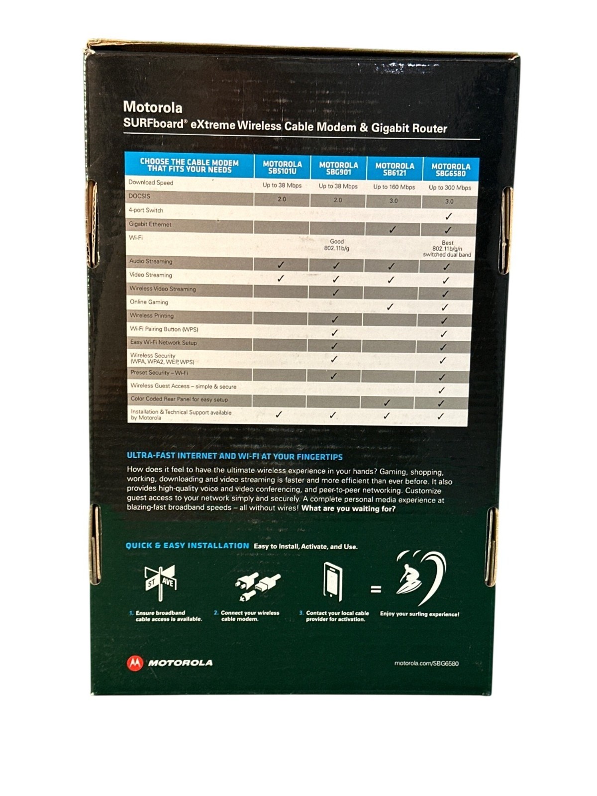 Motorola SURFboard eXtreme Wireless Cable Modem & Gigabit Router DOCSIS 3.0 High