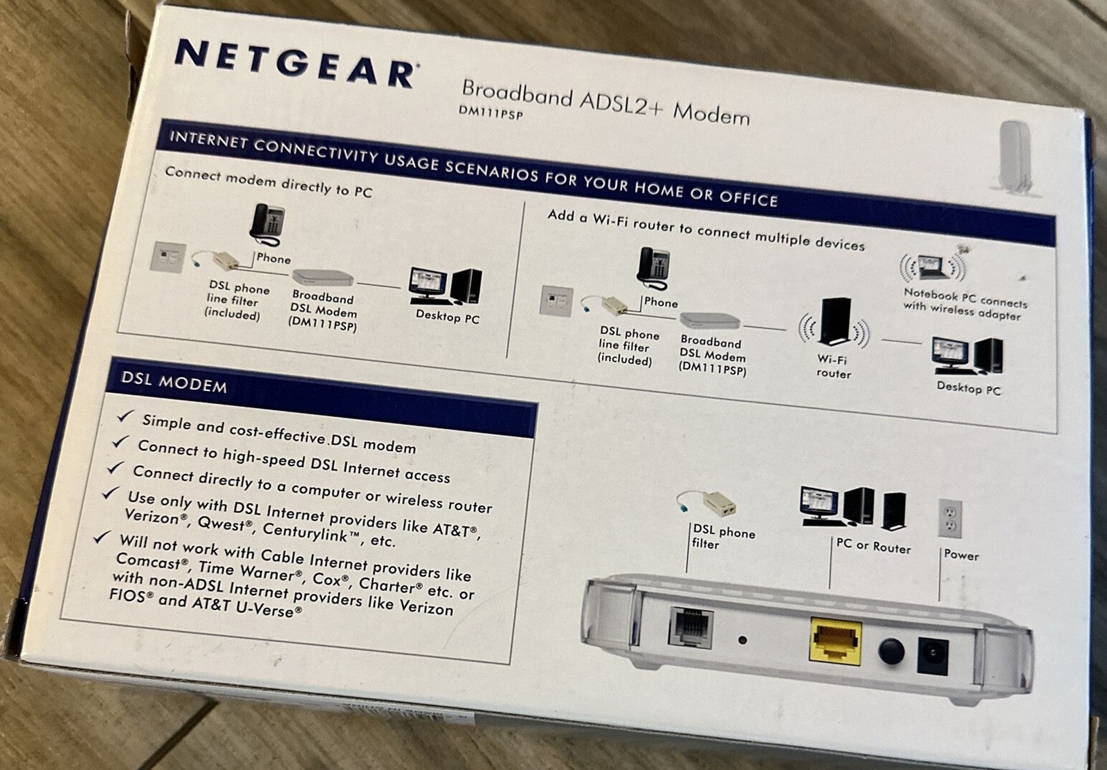 NETGEAR DM111PSP-100NAS Wired Single Ethernet Port ADSL2 Plus Modem