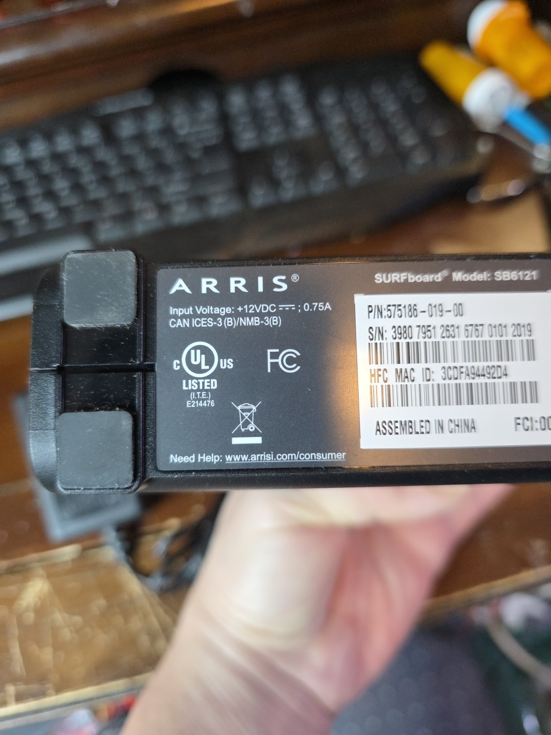 ARRIS SB6121 SURFboard AC1600 Dual-Band Cable Modem Router – Black TESTED