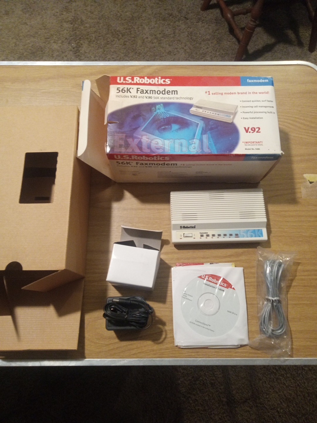 U.S. Robotics 56K Fax Modem Model No. 5686 New In box Nib (3)