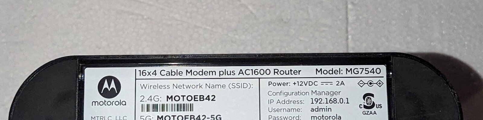Motorola MG7540 16×4 DOCSIS 2.0 Cable Modem AC1600 Dual Band WiFi Router