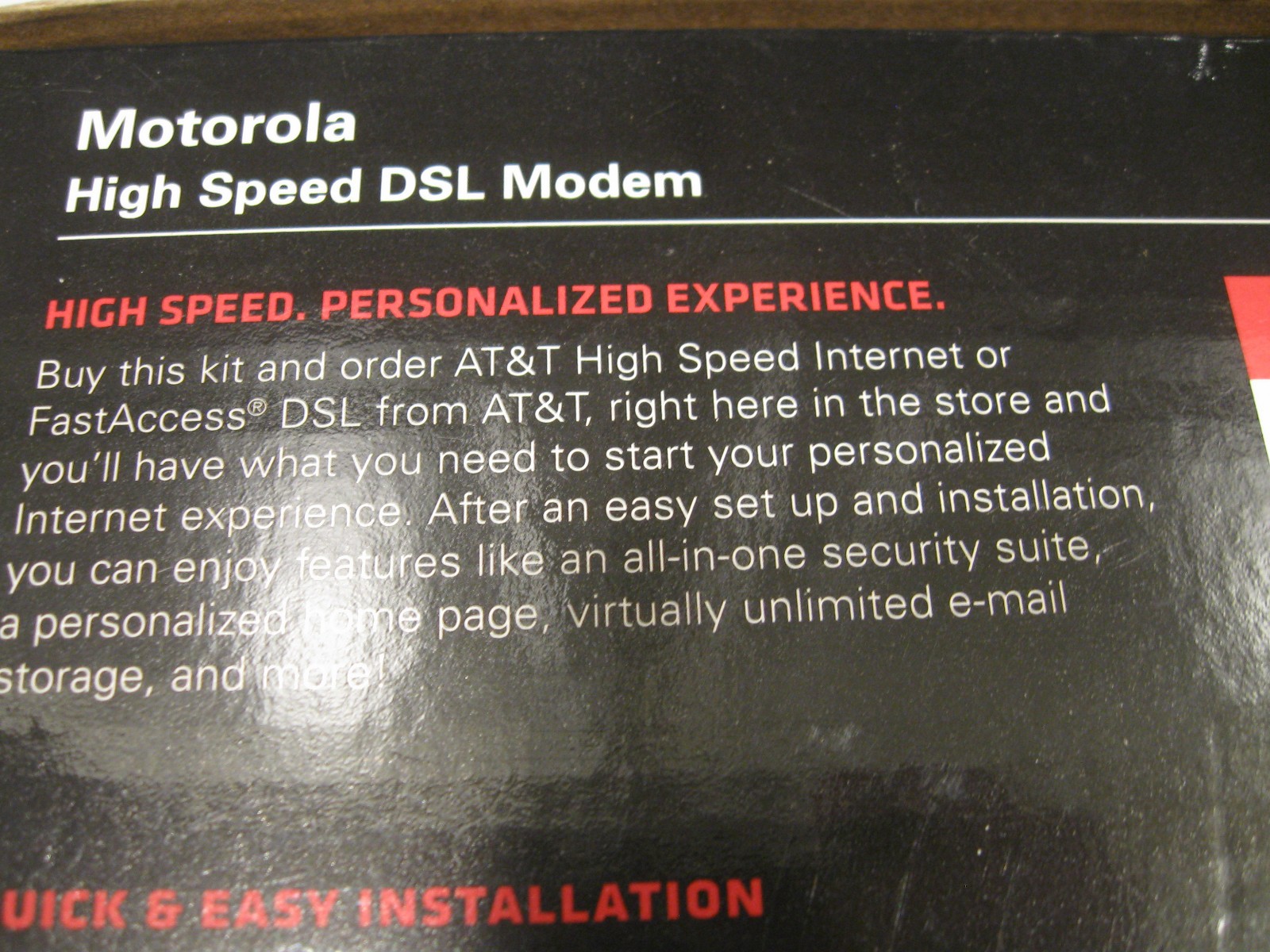 AT&T High Speed DSL Modem, power cord, and box: 3360, 58111-003-00