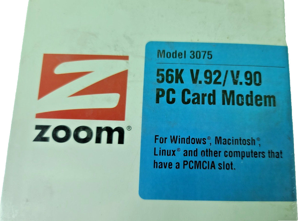 New Vintage Zoom 3075 56k V.92/V.90 PC Card Modem. PCMCIA