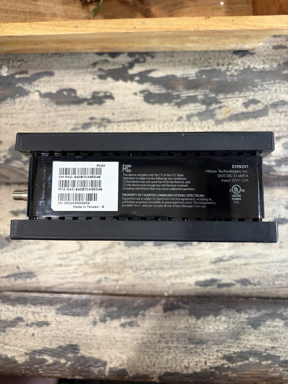 Hiltron/Spectrum E31N2V1 Docsis 3.1 Voice Internet Cable Modem
