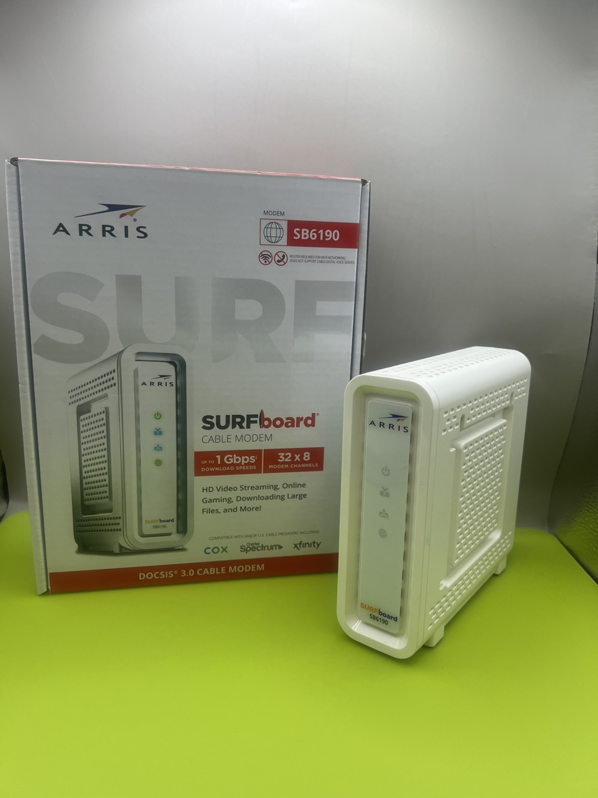 ARRIS SURFboard SB6190 DOCSIS 3.0 32 x 8 Gigabit Cable Modem White (Fast ship)**