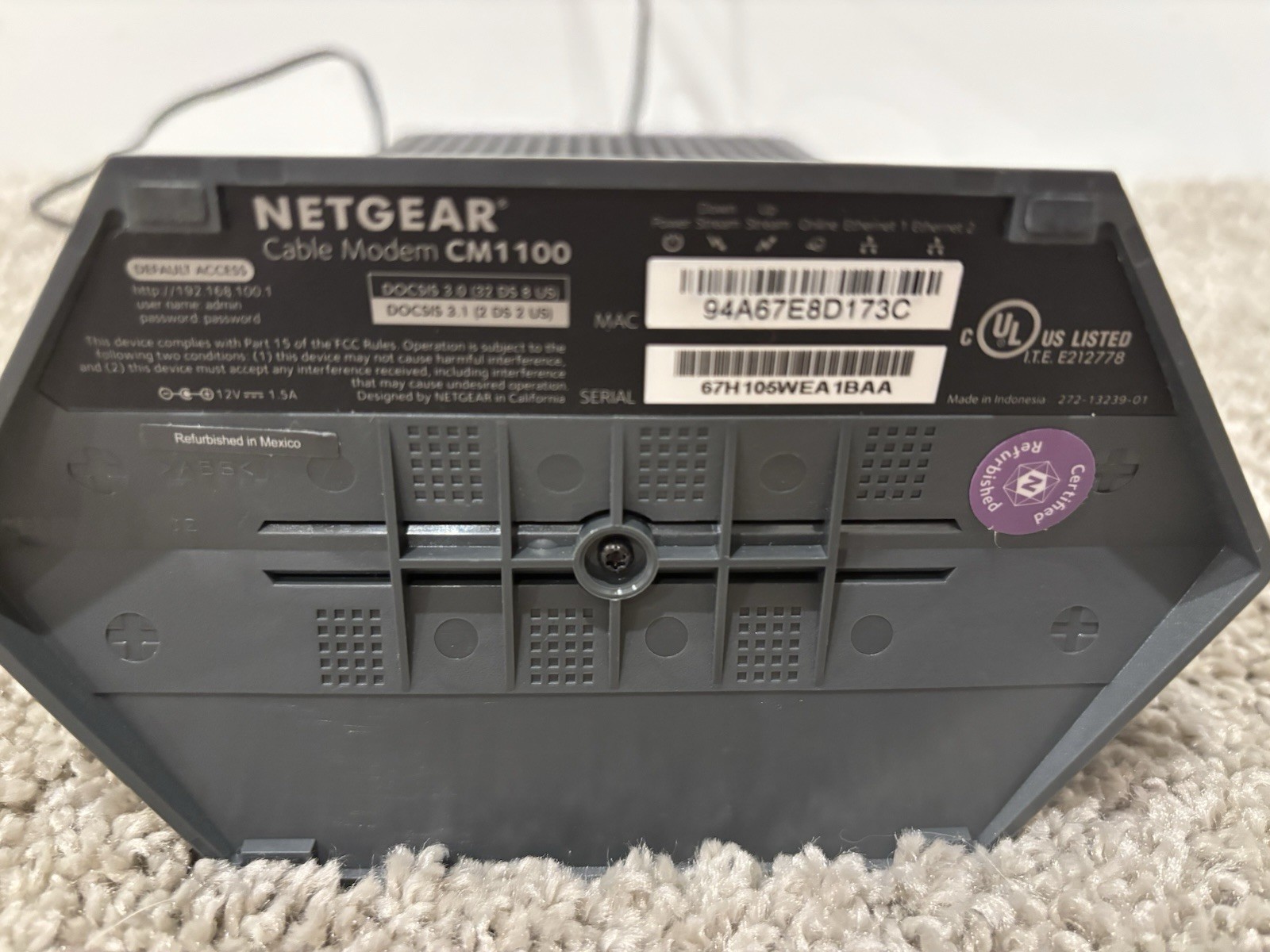 NETGEAR Nighthawk CM1100 Cable Modem