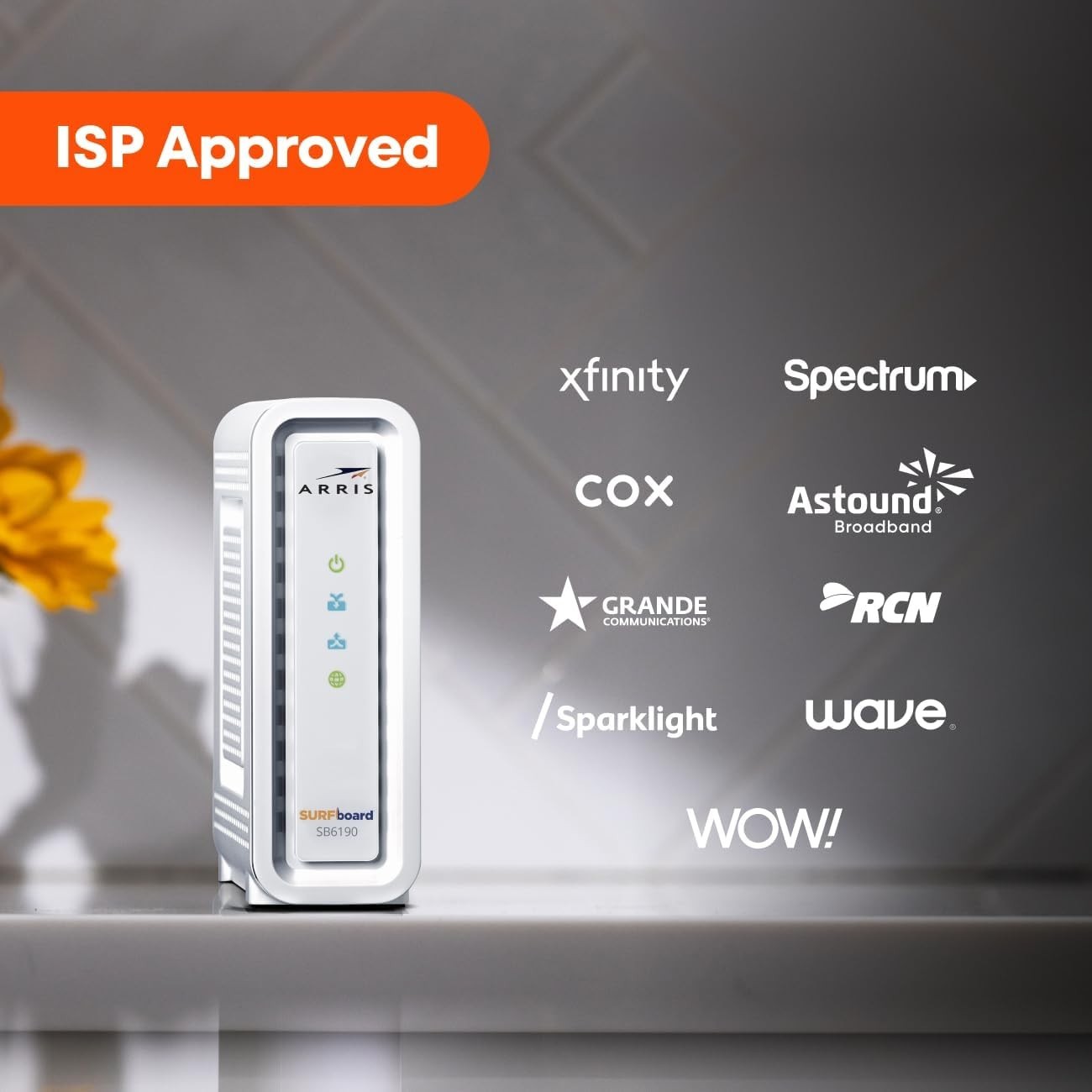 ARRIS SURFboard SB6190 32×8 DOCSIS 3.0 Cable Internet Modem Gaming Stream 800 Mb
