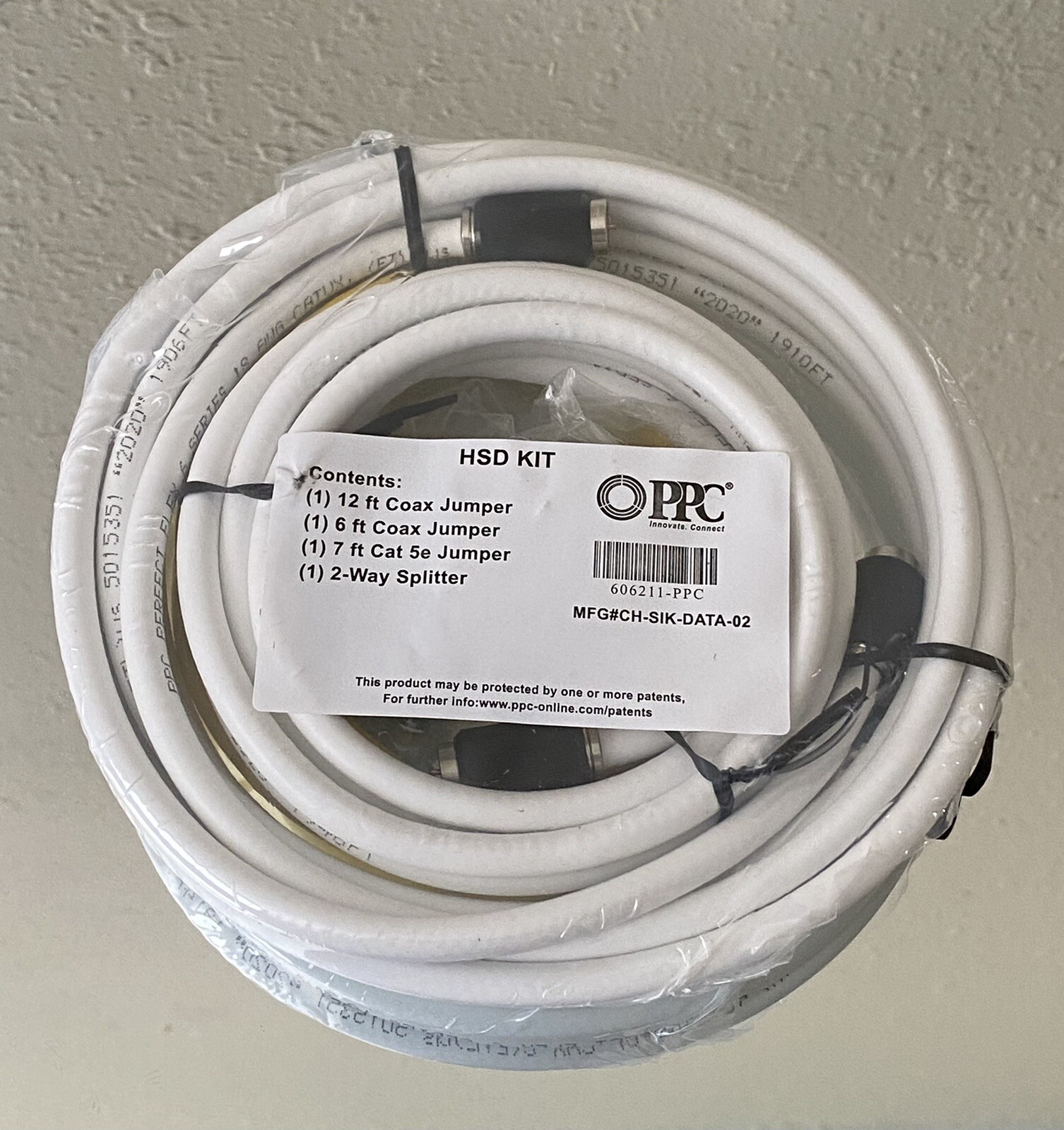 PPC HSD KIT Coax Jumpers, Cat 5e Jumper 2-Way Splitter Pack NEW CH-SIK-DATA-02