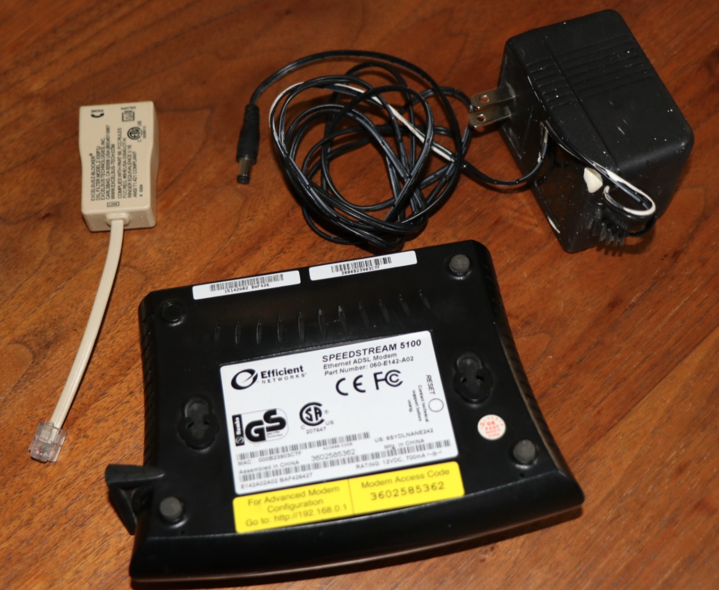 Speedstream 5100 Ethernet ADSL Modem Efficient Networks w/ 12 Volt 700 mA power