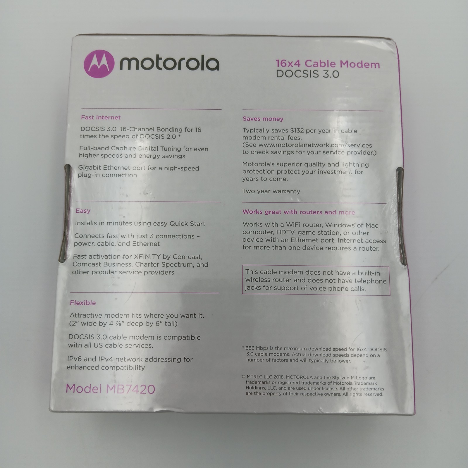 Motorola MB7420 16×4 High Speed ​​Cable Modem 686 Mbps