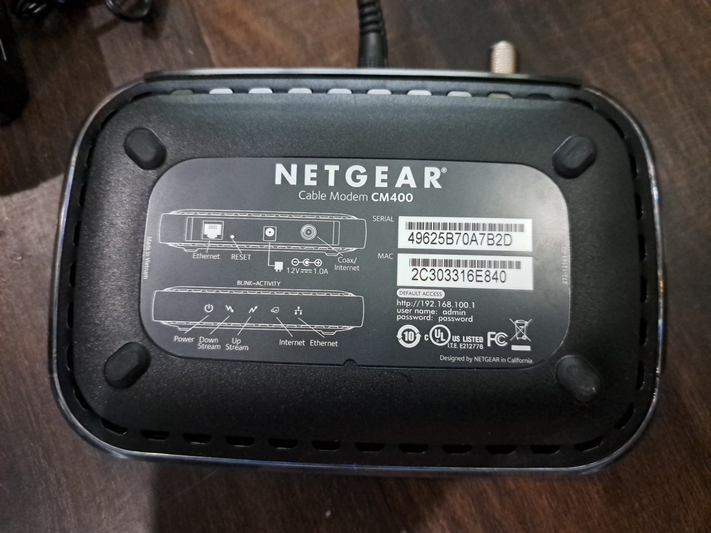 Netgear CM400 High Speed Cable Modem