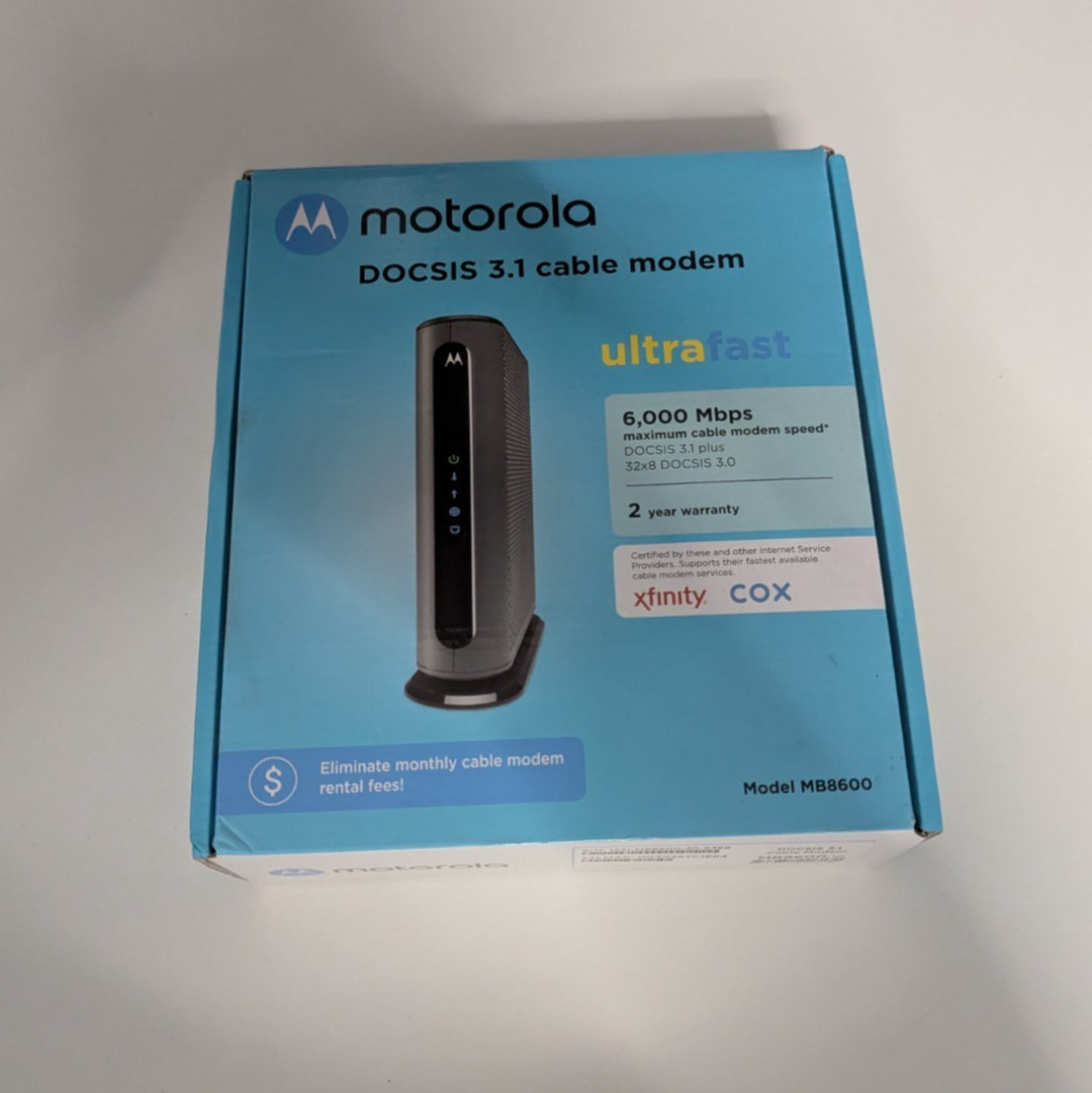 Motorola MB8600 DOCSIS 3.1 Cable Modem Gig-Speed Tested Working CIB W/ Box