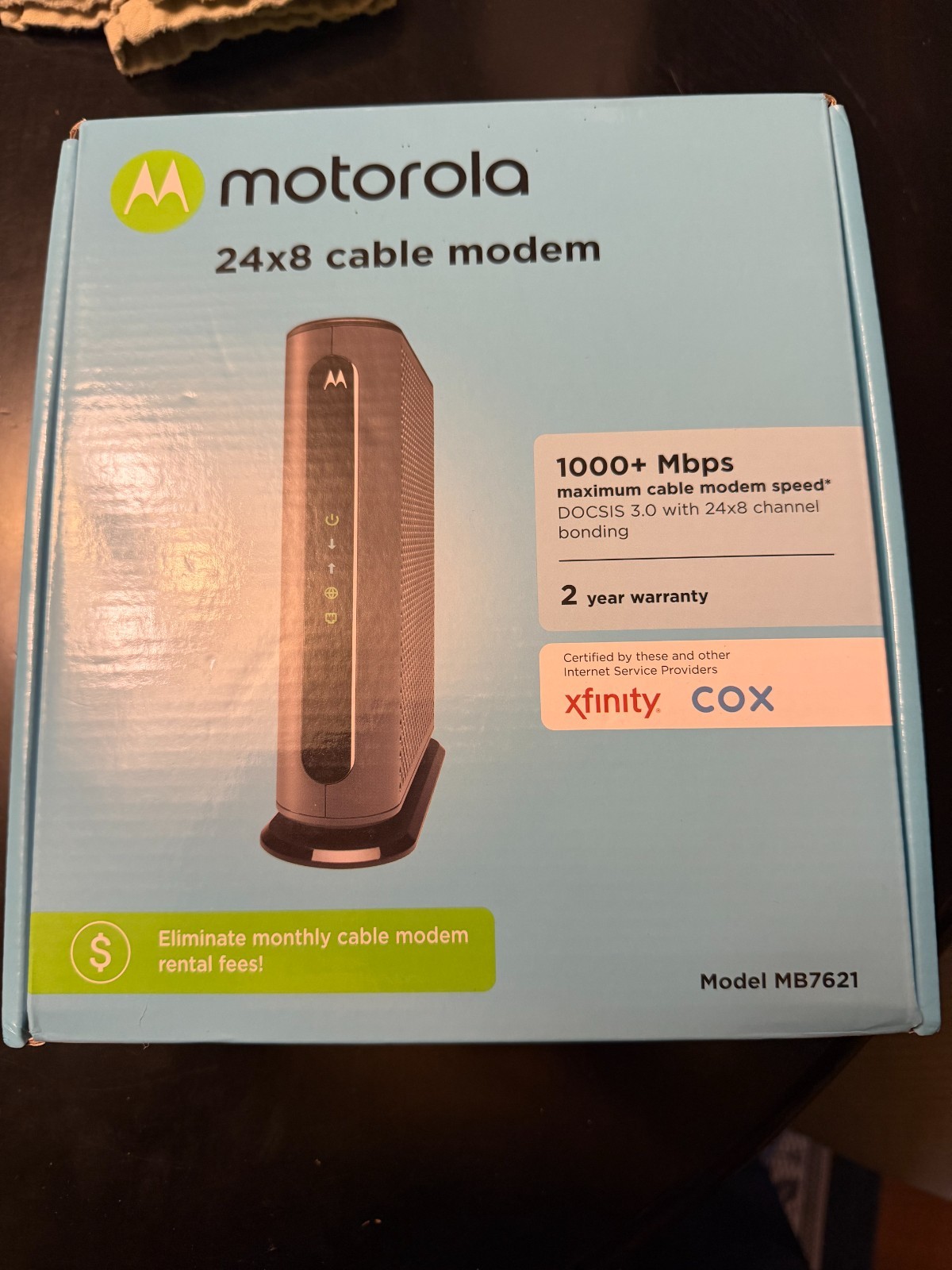Motorola MB7621 Cable Modem | Pairs with Any WiFi Router | Approved by Comcast X