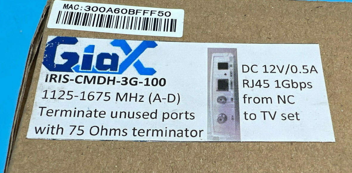 GIAX IRIS-CMD-3G-100 Coaxial-to-Ethernet Modem