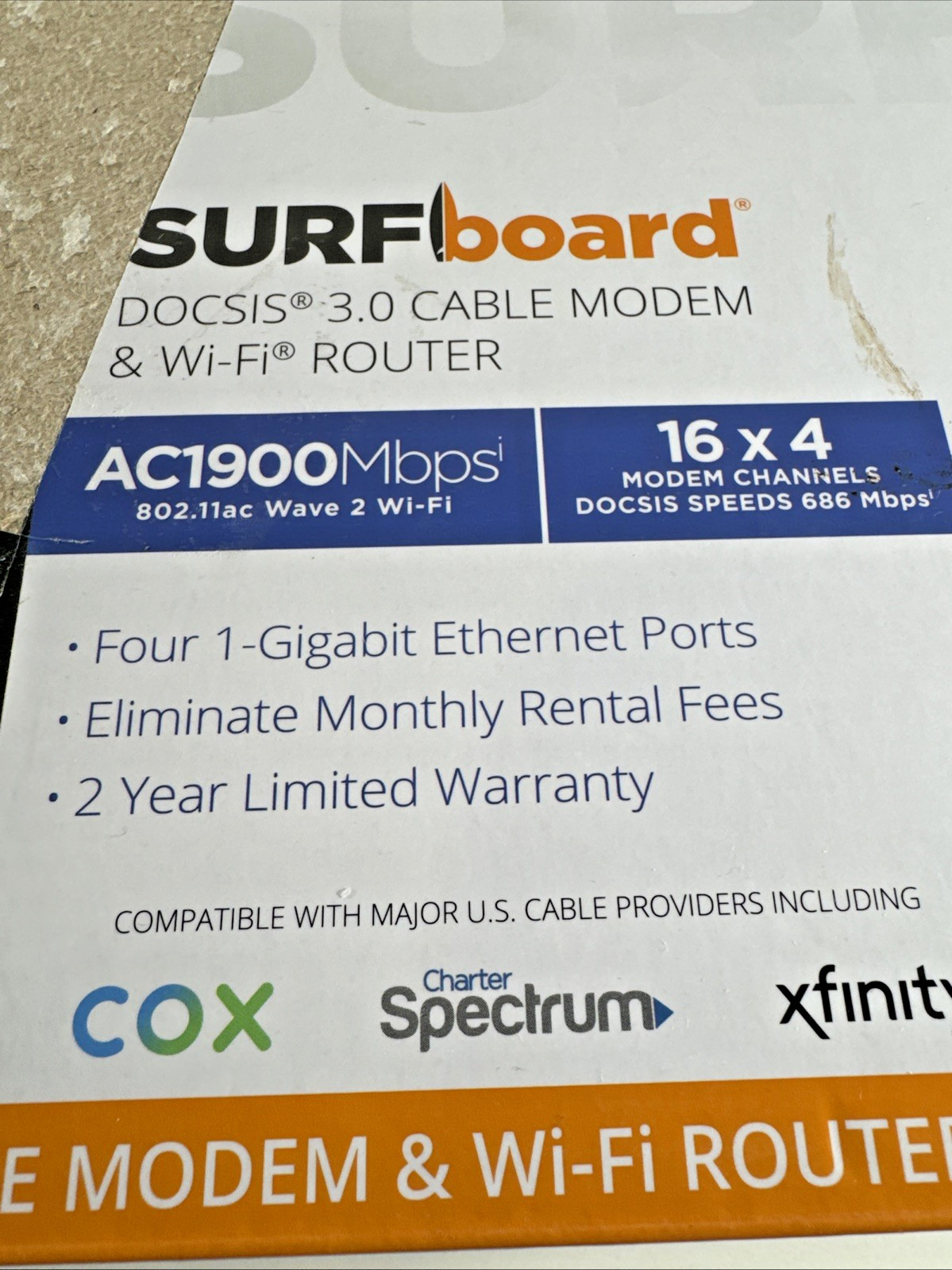 OPEN BOX ARRIS Surfboard SBG6950AC2 DOCSIS 3.0 Cable Modem /Wi-Fi Router READ!