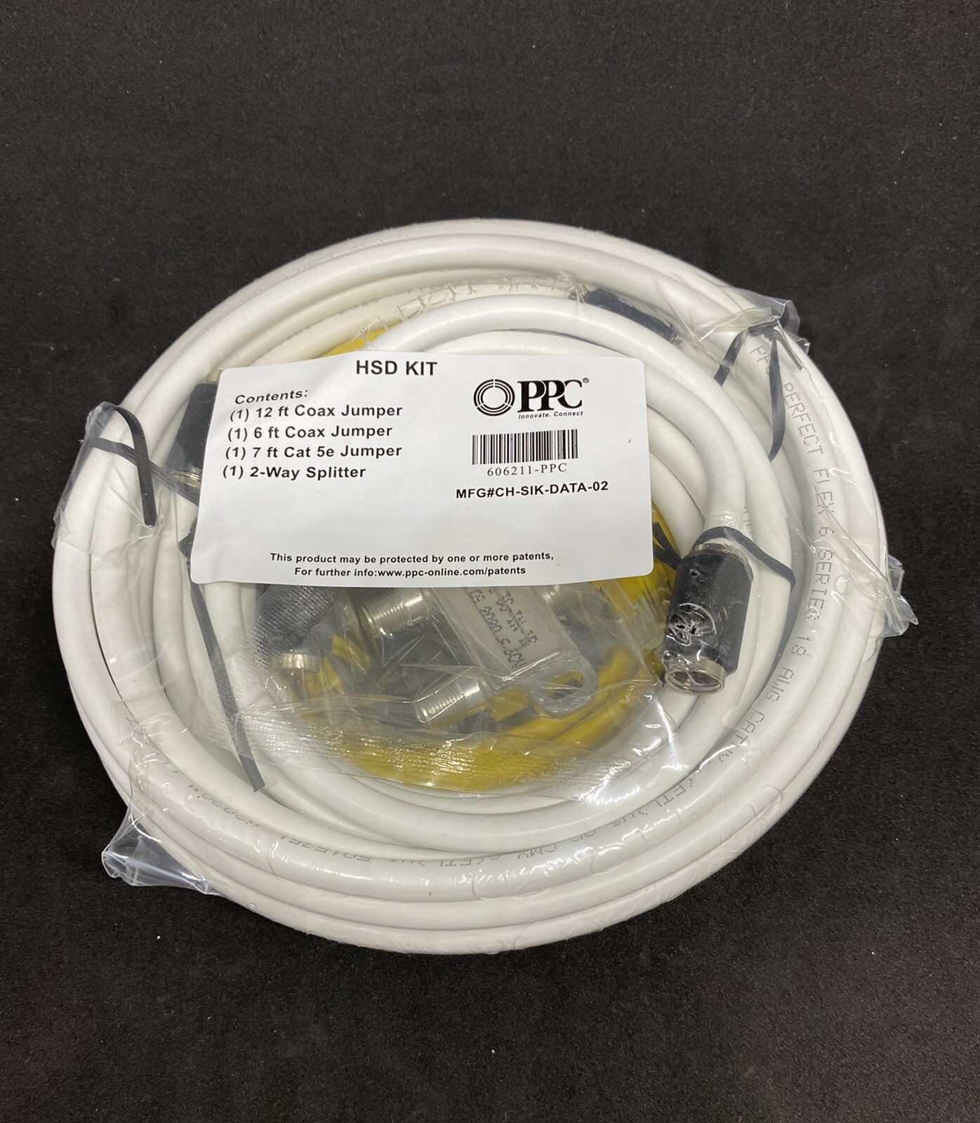 HSD Kit (1)12ft & (1)6ft Coax Jumpers (1)7ft Cat 5e Jumper (1)2 wayspliter