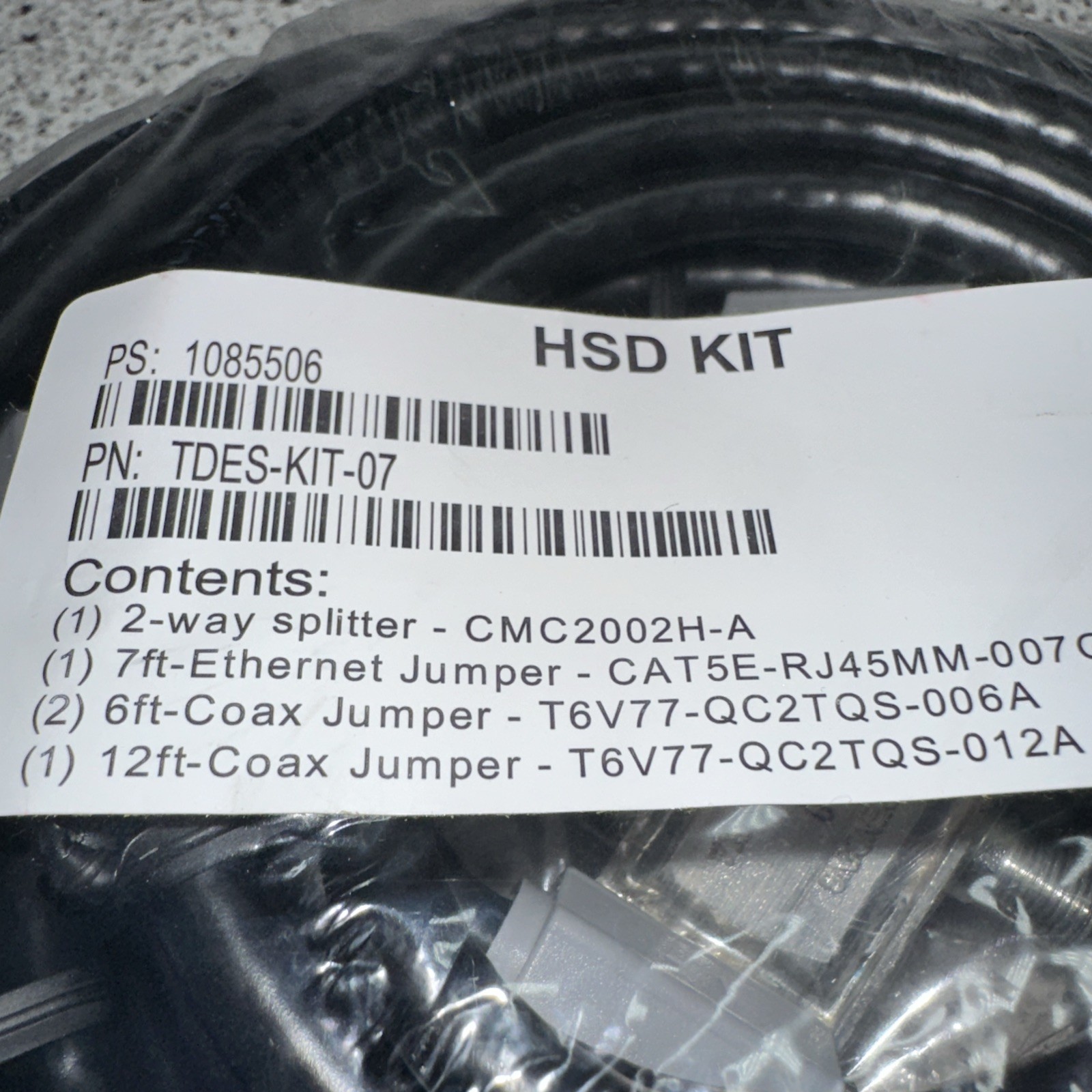 HSD Kit Antronix 2-way Splitter, 7ft Ethernet Jumper, 6ft & 12ft Coax Jumpers