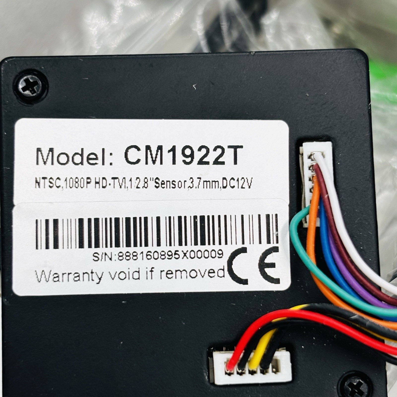 2MP 1080P HD-TVI 1/2.9” Sensor 3.7mm, DC 12V, CM1922T