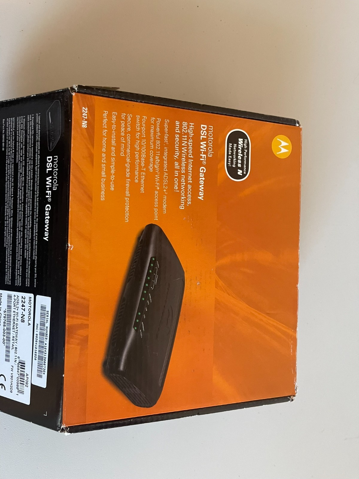Motorola DSL Wi fi Gateway Modem Model #: 2247VB Brand new in box