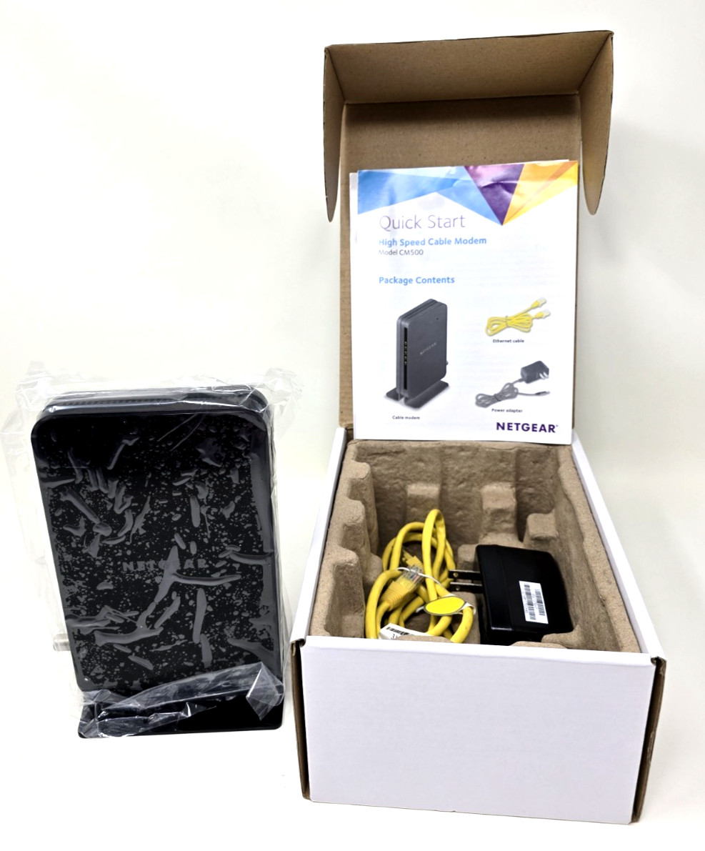 NetGear High Speed Cable Modem CM500 Quick Install Guide Power Adapter 680 Mpbs