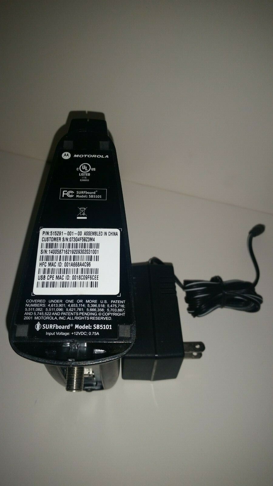 Cable modem Motorola SURFboard SB5101 (515290-100-00), Docsis 2.0 up to 38Mbps.