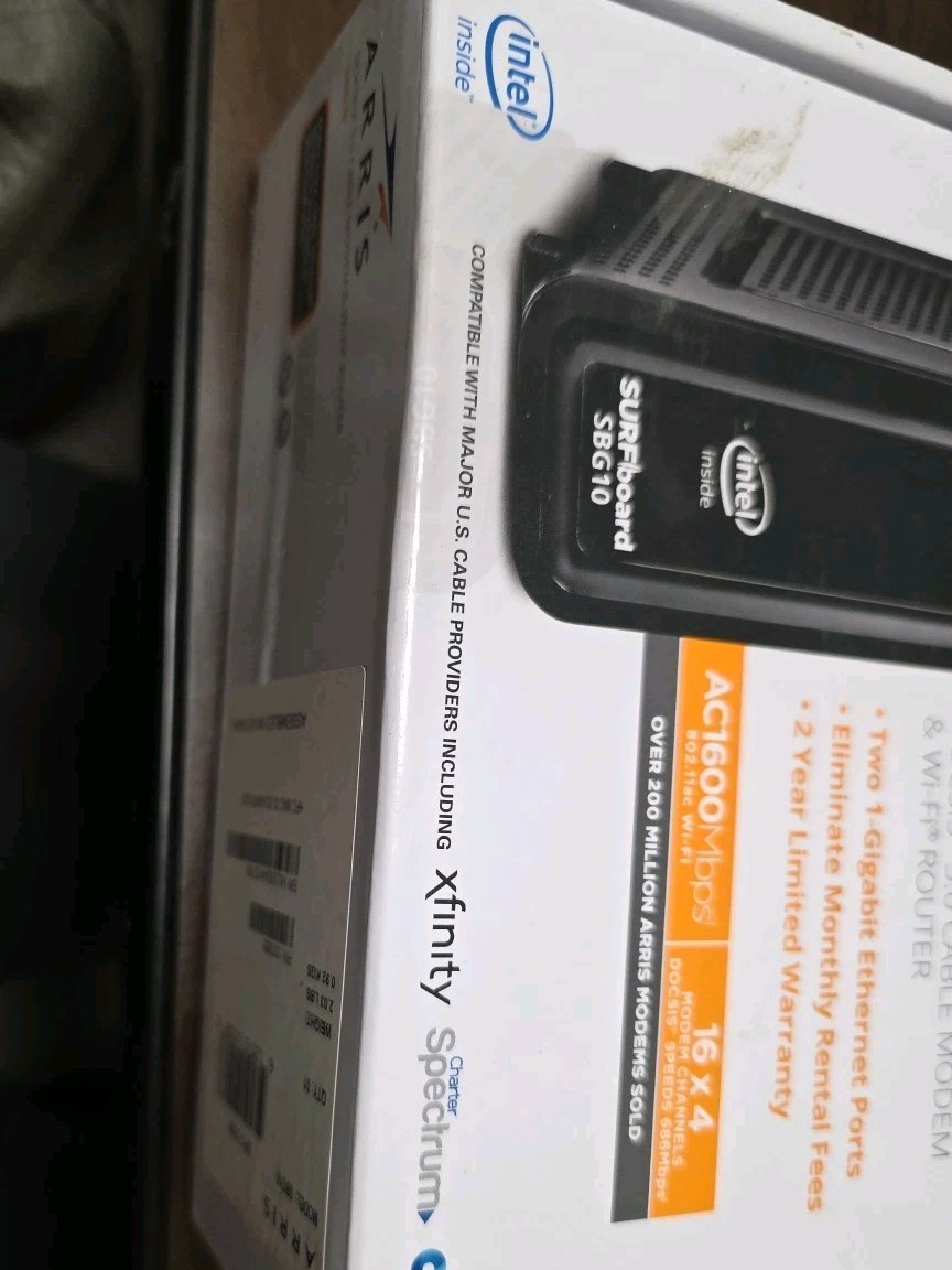 ARRIS SURFboard SBG10 DOCSIS 3.0 16×4 Gigabit Cable Modem & AC1600 Wi-Fi 5 (New)