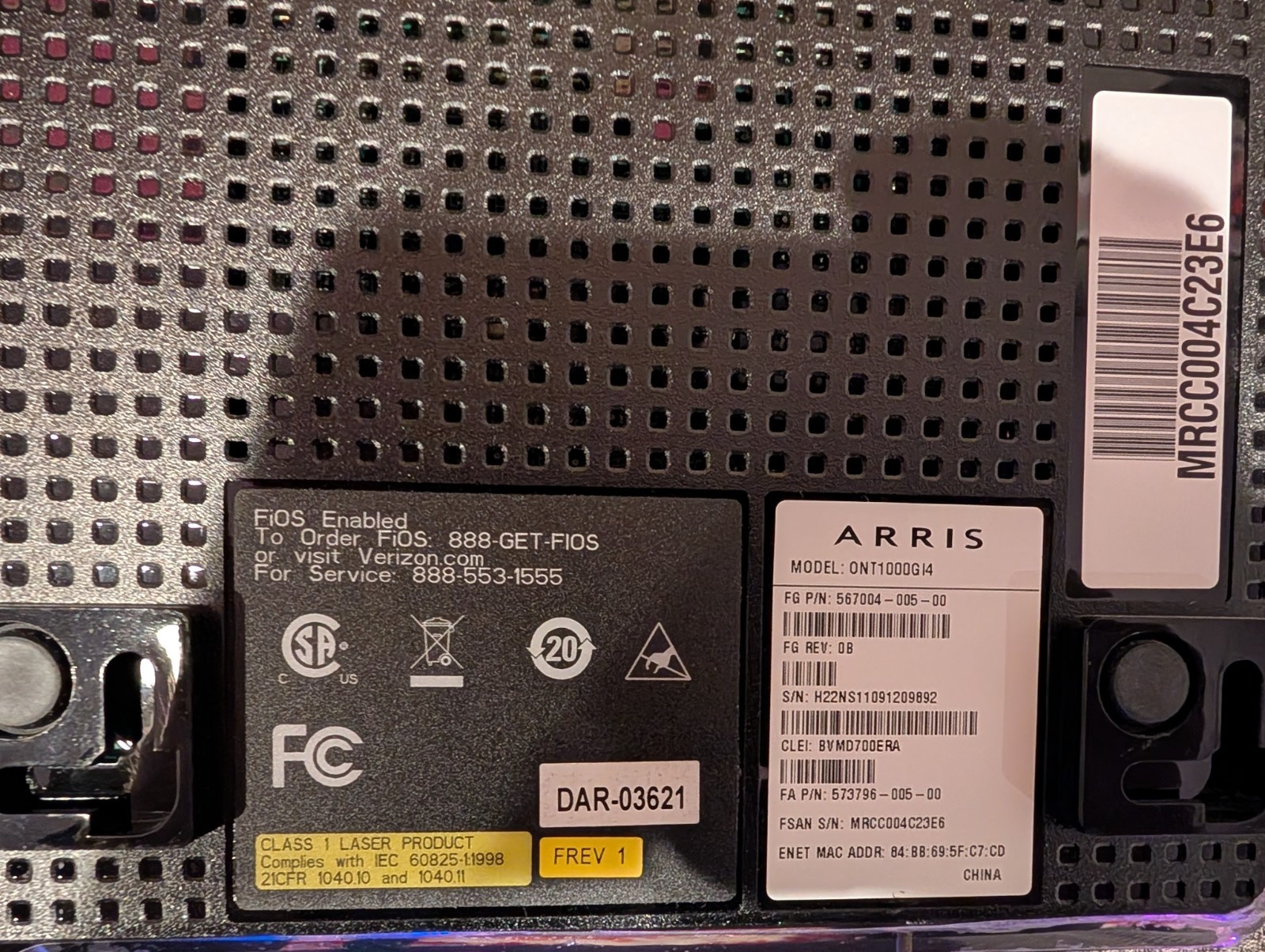 Wireless Internet Modem: Arris Modem For Verizon Fios Optic – ONT1000GI4