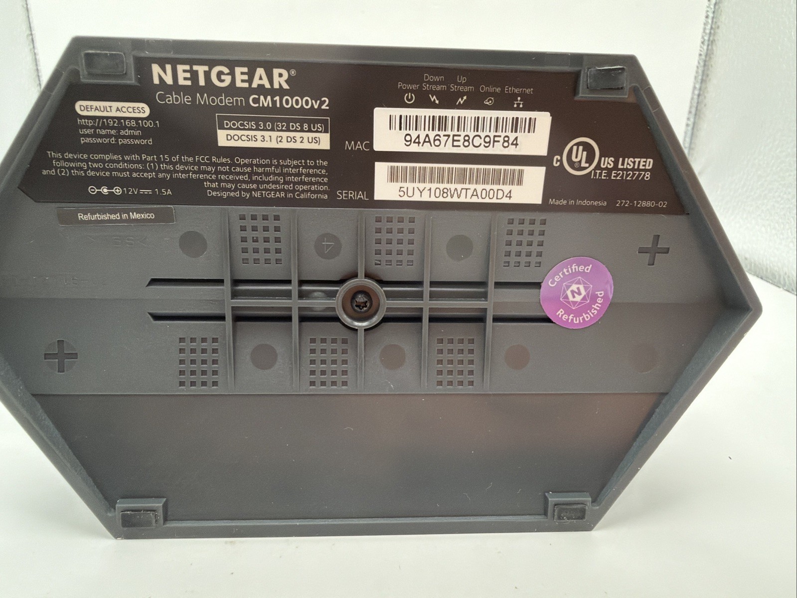 NETGEAR CM1000v2 DOCSIS 3.1 High Speed Cable Modem Up to 1 GB with Power Cable