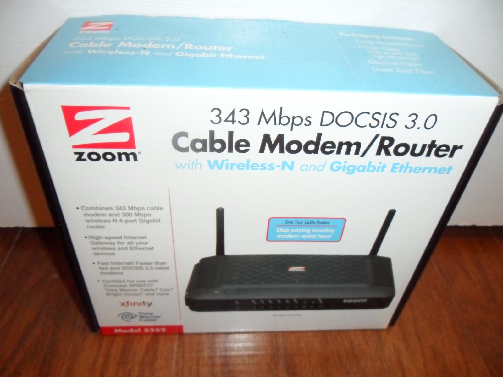 Zoom 5352 DOCSIS 343 Mbps Cable Modem/Router with Wireless-N & Gigabit Ethernet