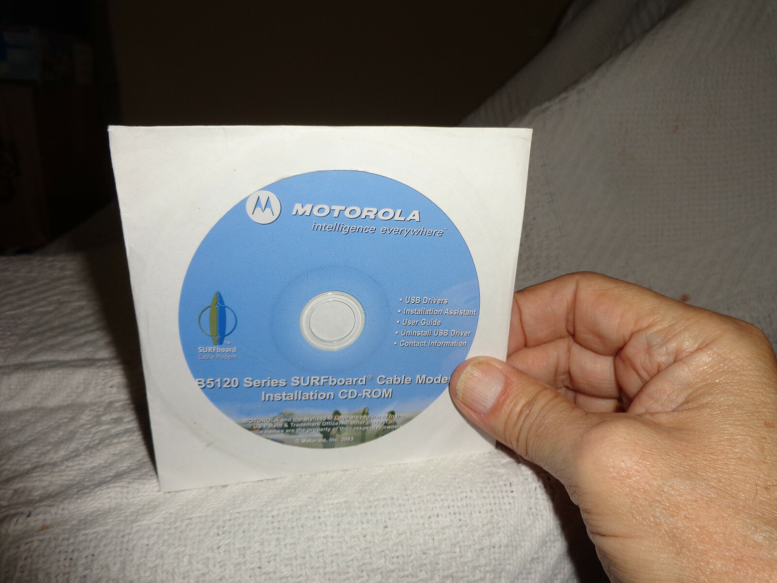 motorola sb5120 series surfboard cable modem installation disc, untested