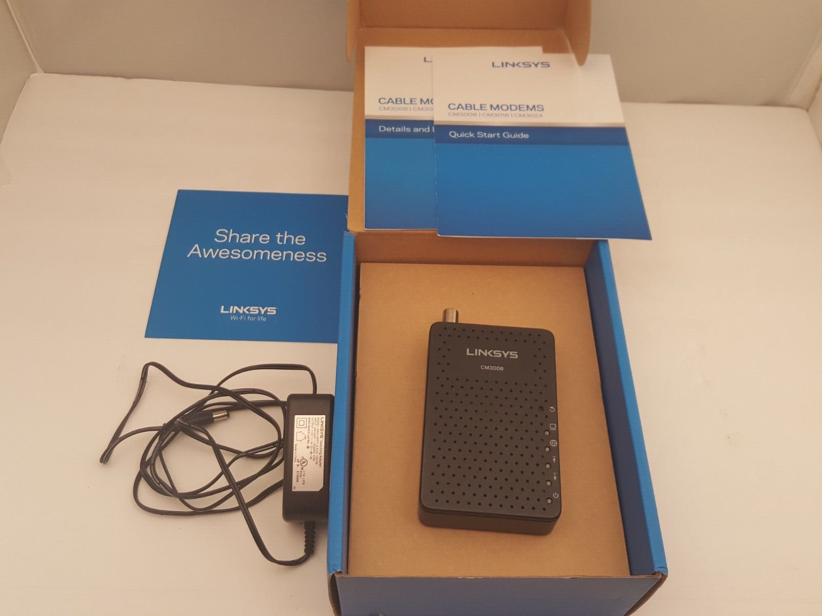 LINKSYS 8 x 4 Cable Modem | 8 x 4 Bonded Channels | DOCSIS 3.0 | CM3008 | USED