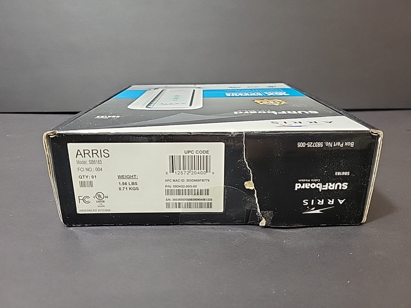 ARRIS SB6183 686 Mbps Cable Modem, White Box Part No. 593725-005 New Open Box