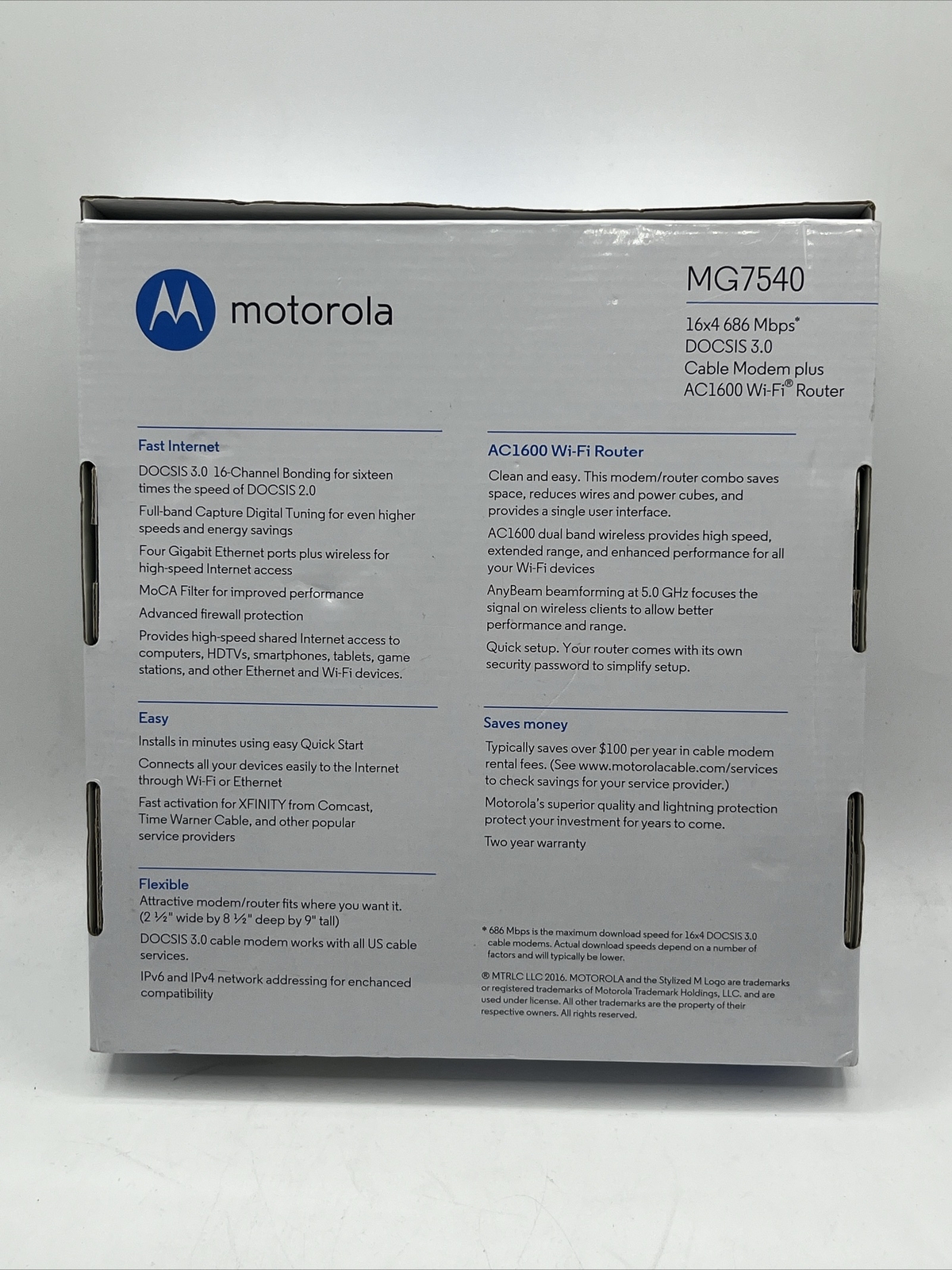 Motorola MG7540-10 16×4 Cable Modem – Black
