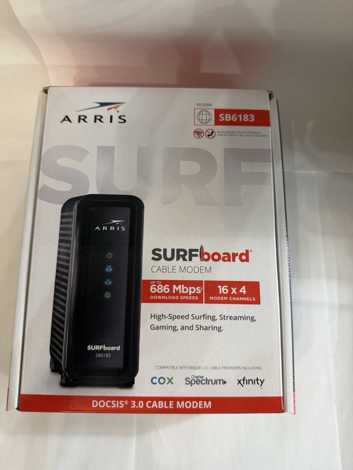 Arris Surfboard SB6183 Cable Modem 686 mbps 16×4 Docsis 3.0 New open box Xfinity